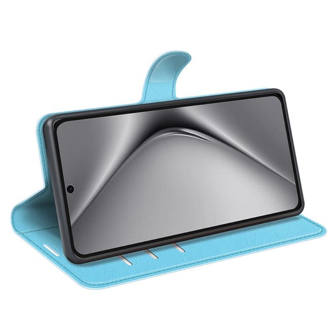 Huawei Pura 70 Ultra Handy Hülle - Litchi Leder Bookcover Series - blau