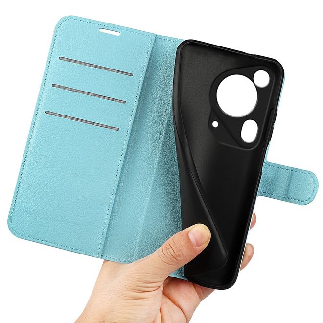 Huawei Pura 70 Ultra Handy Hülle - Litchi Leder Bookcover Series - blau