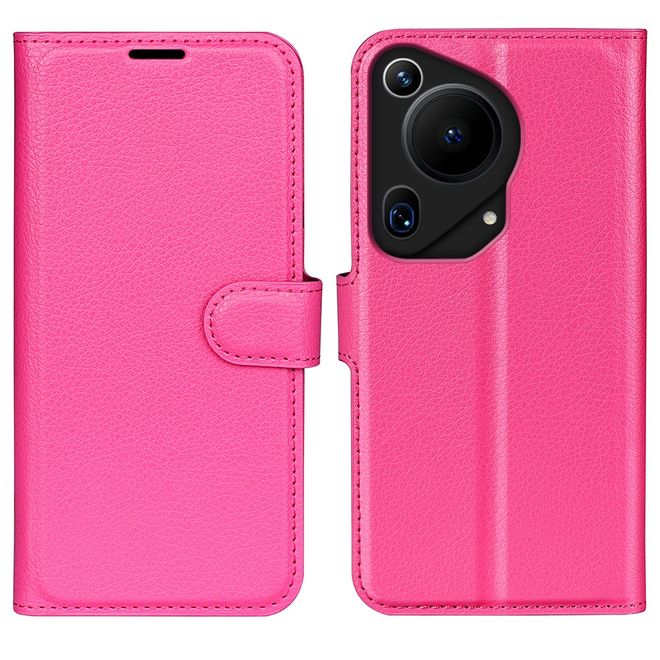 Huawei Pura 70 Ultra Handy Hülle - Litchi Leder Bookcover Series - rosa