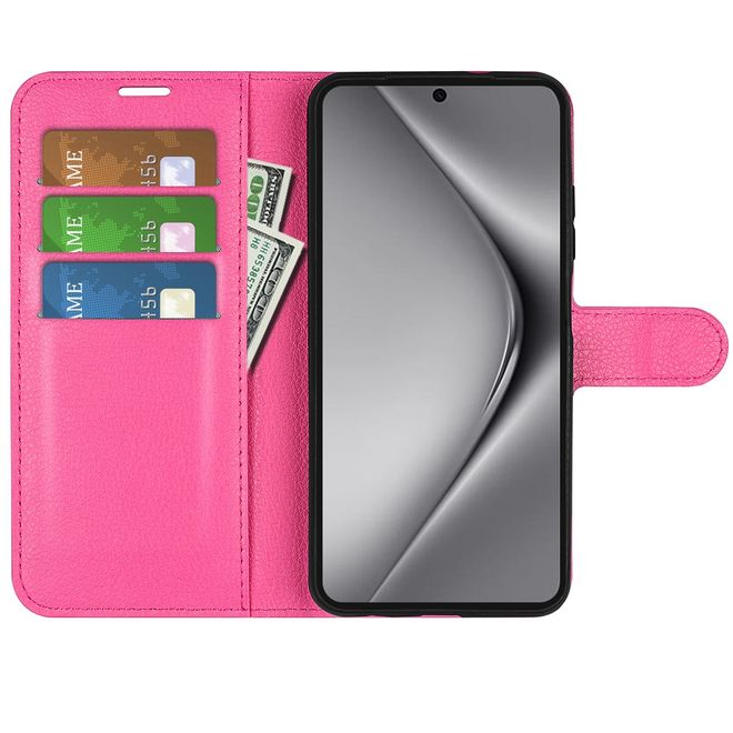 Huawei Pura 70 Ultra Handy Hülle - Litchi Leder Bookcover Series - rosa