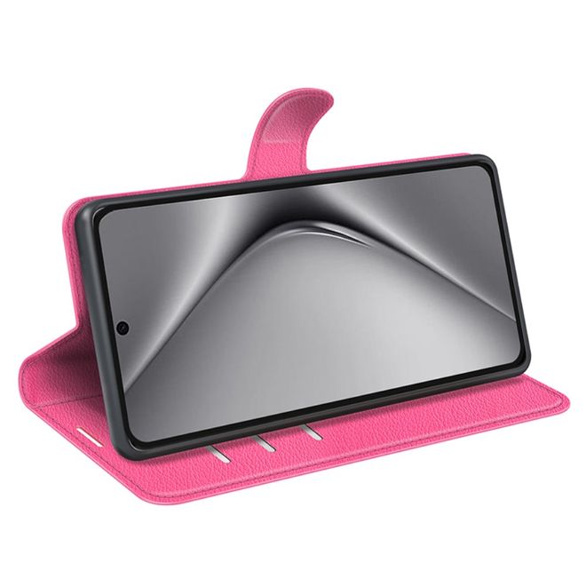 Huawei Pura 70 Ultra Handy Hülle - Litchi Leder Bookcover Series - rosa