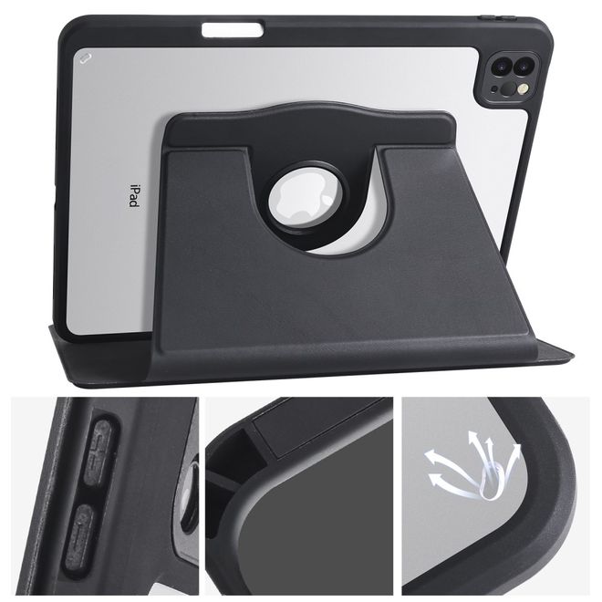 iPad Air 11 (2025/2024/2022/2020) / iPad Pro 11 (2022/2021/2020) Hülle - 360° rotierbares Case aus Leder - schwarz
