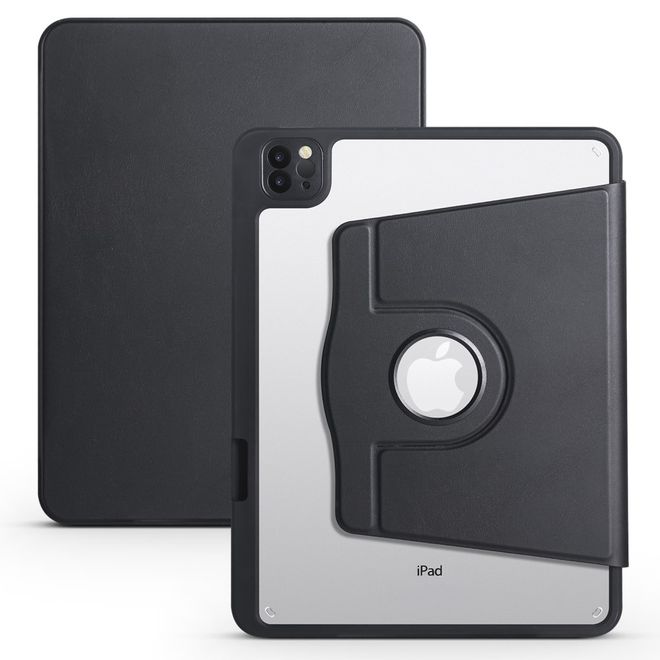 iPad Air 11 (2025/2024/2022/2020) / iPad Pro 11 (2022/2021/2020) Hülle - 360° rotierbares Case aus Leder - schwarz