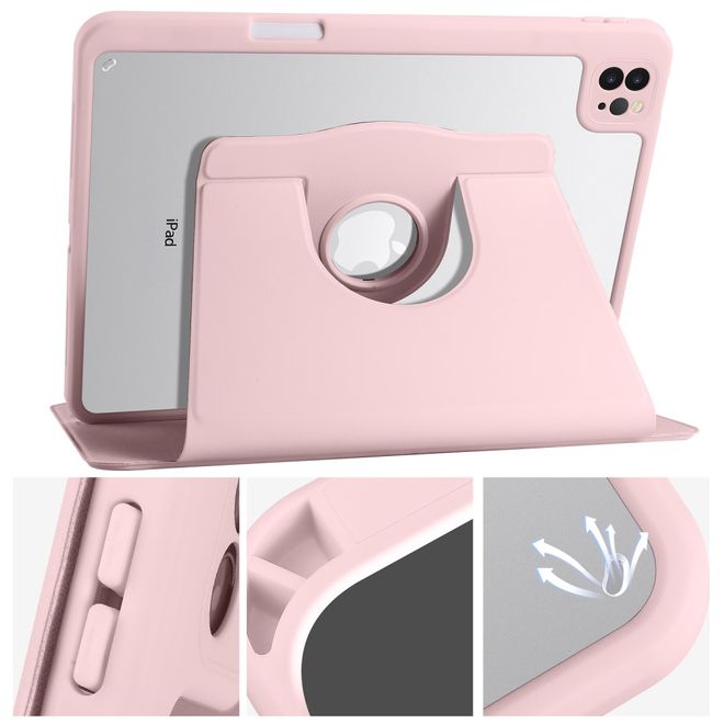 iPad Air 11 (2025/2024/2022/2020) / iPad Pro 11 (2022/2021/2020) Hülle - 360° rotierbares Case aus Leder - pink