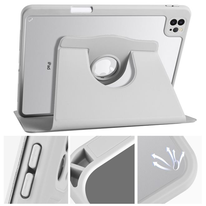 iPad Air 11 (2025/2024/2022/2020) / iPad Pro 11 (2022/2021/2020) Case - 360° Rotating Leather Case - Grey