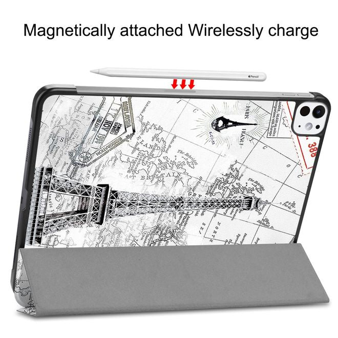 iPad Pro 11 (2024) Case - Tri-fold Leather Case - Eiffel Tower