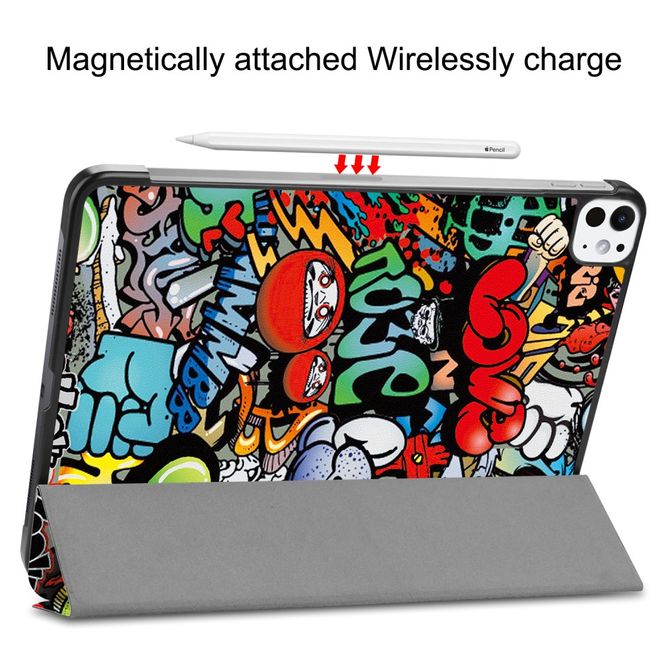 iPad Pro 11 (2024) Case - Tri-fold Leather Case - Graffiti