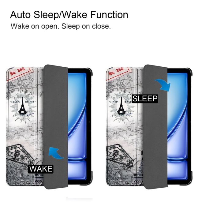 iPad Air 11 (2025/2024) Hülle - Dreifach faltbares Case aus Leder - Eiffelturm