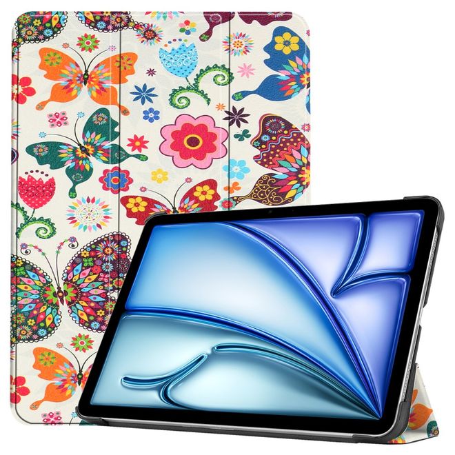 Étui pour iPad Air 11 (2026/2025/2024) - Housse pliable en trois en cuir - Papillons