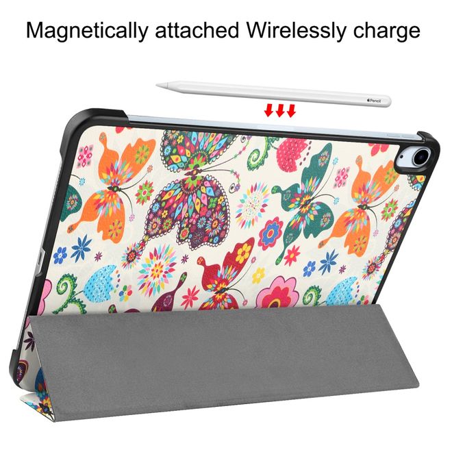 Étui pour iPad Air 11 (2026/2025/2024) - Housse pliable en trois en cuir - Papillons