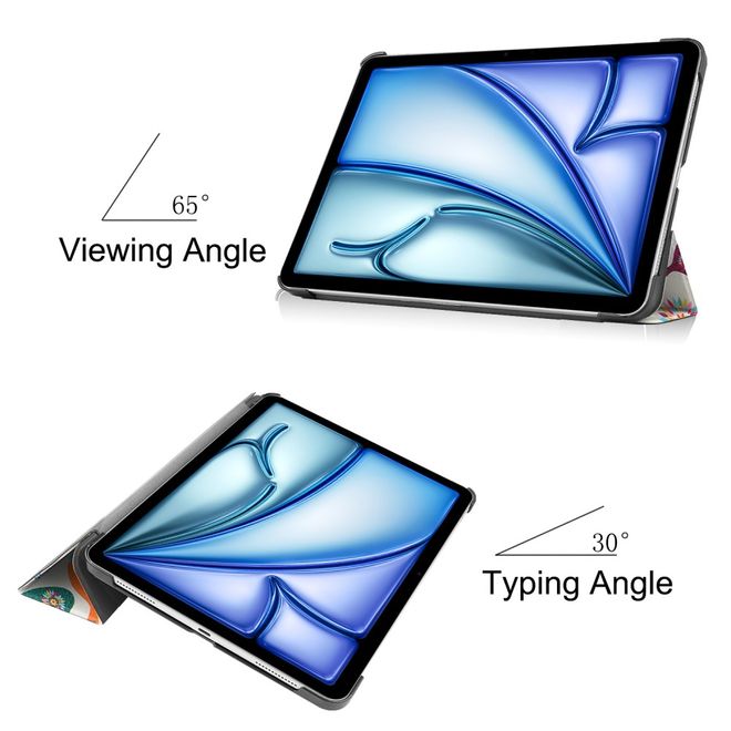 Étui pour iPad Air 11 (2026/2025/2024) - Housse pliable en trois en cuir - Papillons