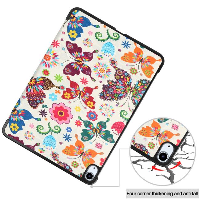 Étui pour iPad Air 11 (2026/2025/2024) - Housse pliable en trois en cuir - Papillons