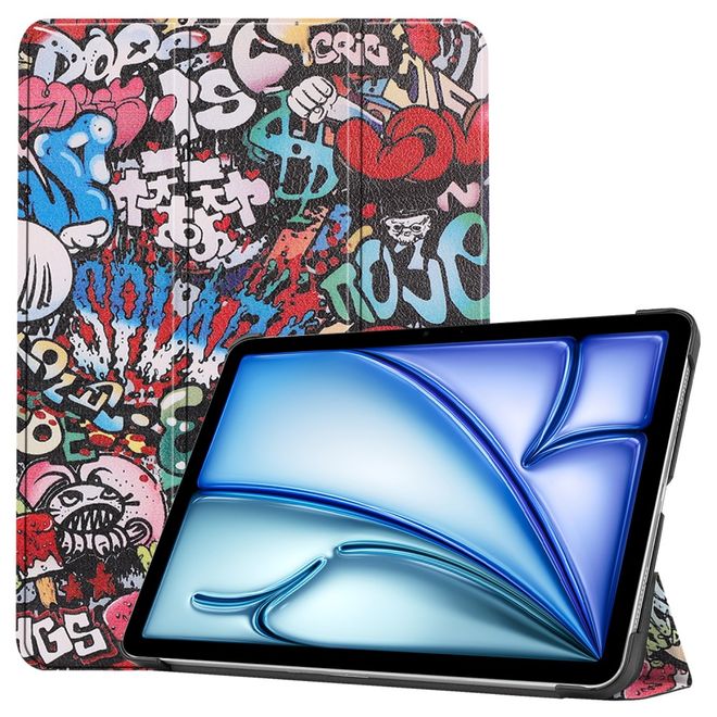 iPad Air 11 (2025/2024) Hülle - Dreifach faltbares Case aus Leder - Graffiti