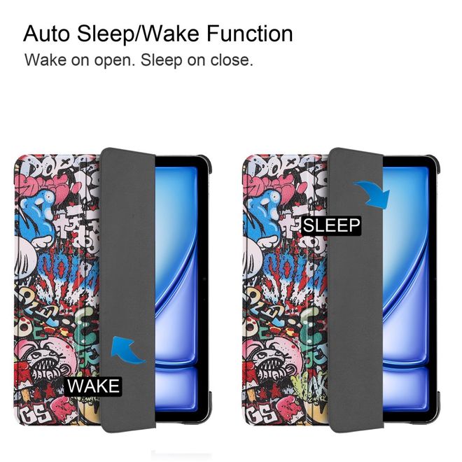iPad Air 11 (2025/2024) Hülle - Dreifach faltbares Case aus Leder - Graffiti
