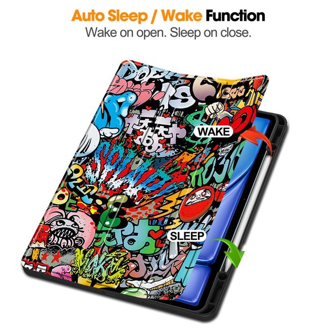 iPad Air 13 (2026/2025/2024) Hülle - Dreifach faltbares Case aus Leder - Graffiti