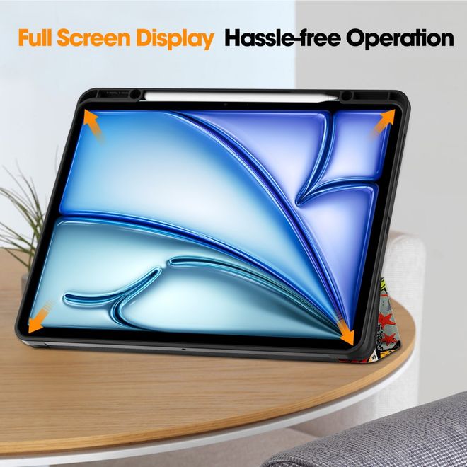 iPad Air 13 (2026/2025/2024) Hülle - Dreifach faltbares Case aus Leder - Graffiti