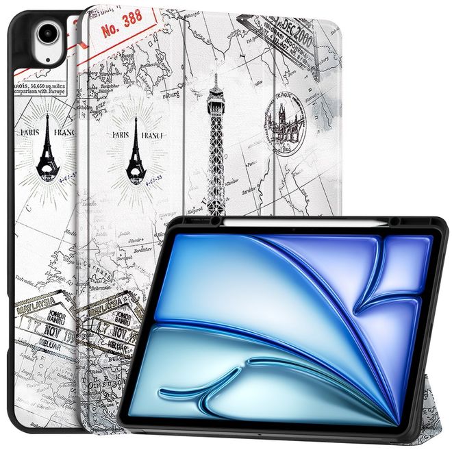 iPad Air 13 (2026/2025/2024) Hülle - Dreifach faltbares Case aus Leder - Eiffelturm