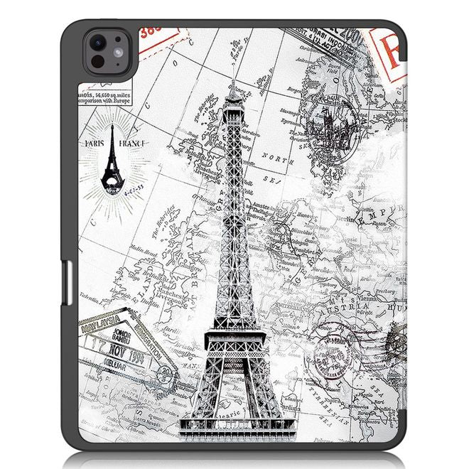 Étui pour iPad Pro 13 (2024) - Étui en cuir à trois volets - Tour Eiffel