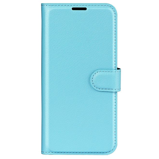 Motorola Edge 50 Pro Handy Hülle - Litchi Leder Bookcover Series - blau