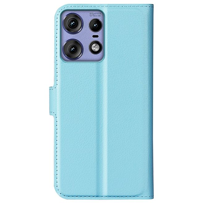 Motorola Edge 50 Pro Handy Hülle - Litchi Leder Bookcover Series - blau