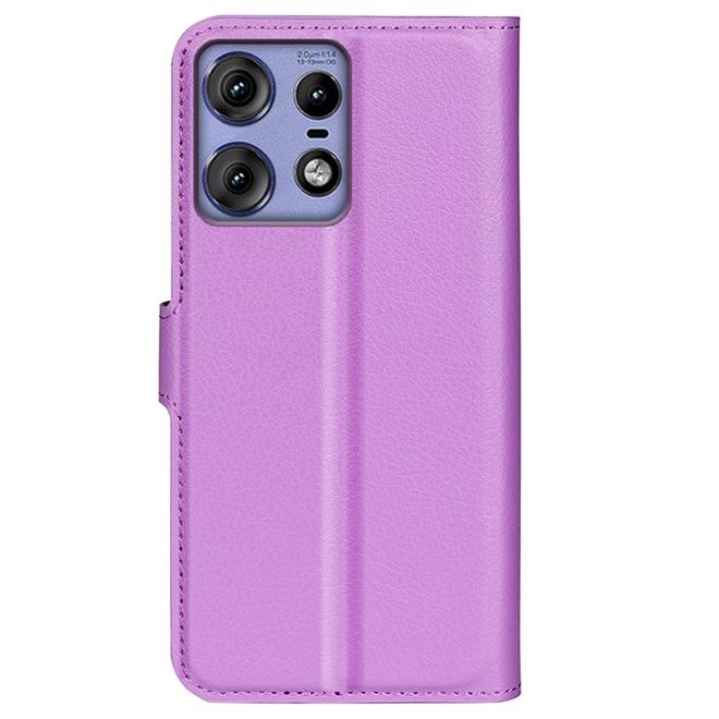 Motorola Edge 50 Pro Handy Hülle - Litchi Leder Bookcover Series - purpur