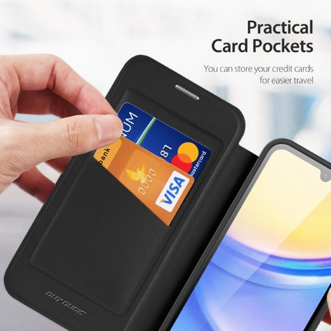 Dux Ducis - Samsung Galaxy A15 5G / 4G Hülle - Leder Bookcover mit Standfunktion - Skin X Pro Series - schwarz