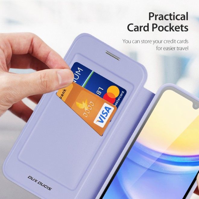 Dux Ducis - Samsung Galaxy A15 5G / 4G Hülle - Leder Bookcover mit Standfunktion - Skin X Pro Series - purpur