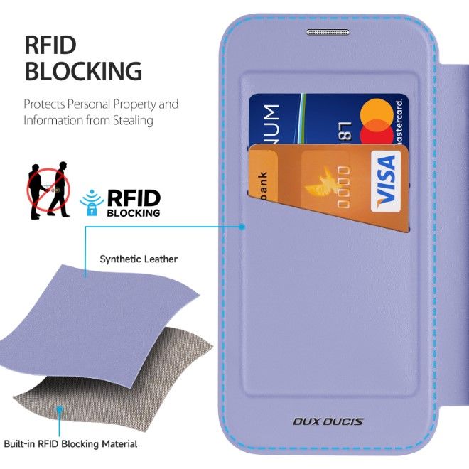 Dux Ducis - Samsung Galaxy A35 5G Hülle - Leder Bookcover mit Standfunktion - Skin X Pro Series - purpur