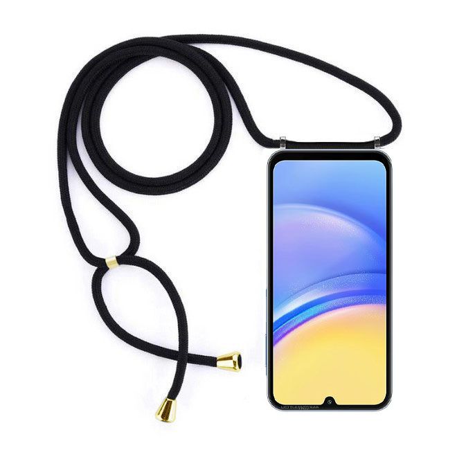 MU Style - Samsung Galaxy A15 5G / 4G Phone Necklace - TPU Crossbody Case - Elegance Series - Transparent/Black