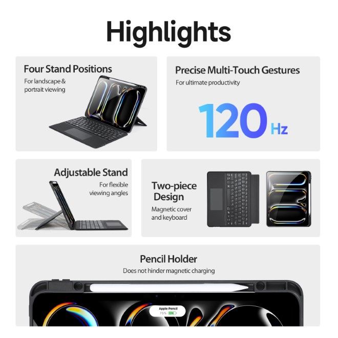 Dux Ducis - iPad Pro 13 (2024) Tastatur Hülle - Keyboard Case - DK Series - schwarz