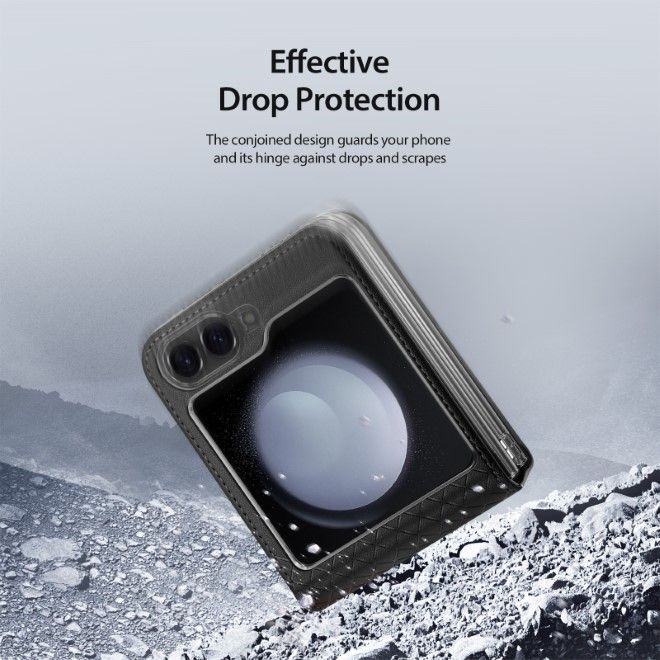 Dux Ducis - Samsung Galaxy Z Flip6 Hülle - Leder Case - Bril Series - schwarz