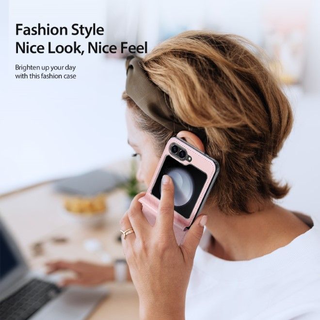 Dux Ducis - Samsung Galaxy Z Flip6 Hülle - Leder Case - Bril Series - rosa