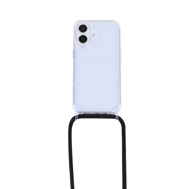 MU Style - iPhone 16 Handykette - Necklace TPU Umhänge Hülle - Elegance Series - transparent/schwarz