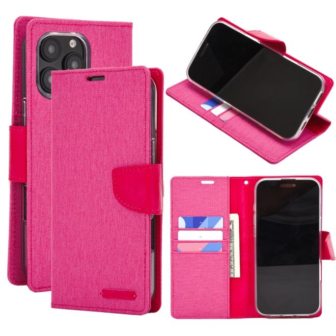 Goospery - iPhone 16 Pro Max Hülle - Bookcover - Canvas Diary Series - pink