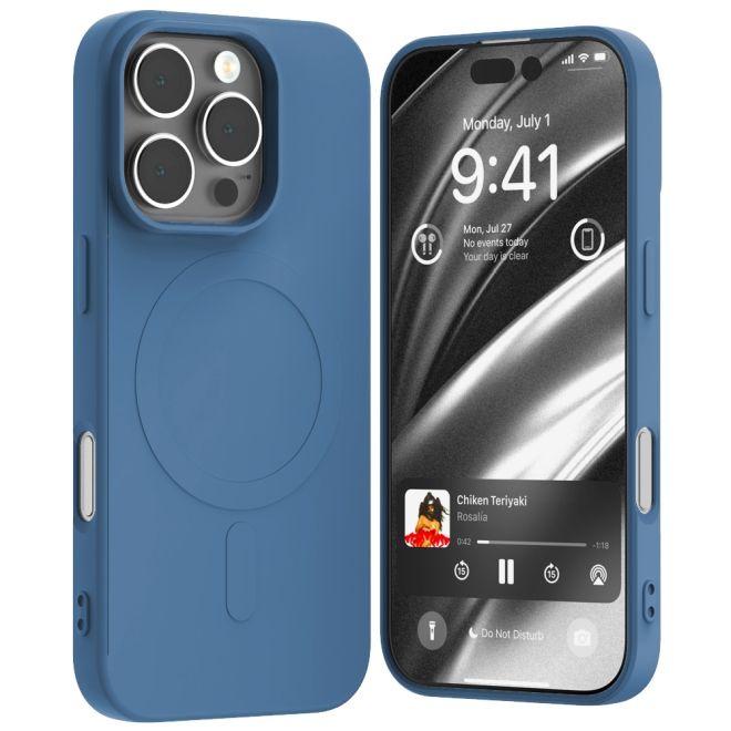 Goospery - iPhone 16 Hülle - Semi Silicone MagSafe Case Series - blau
