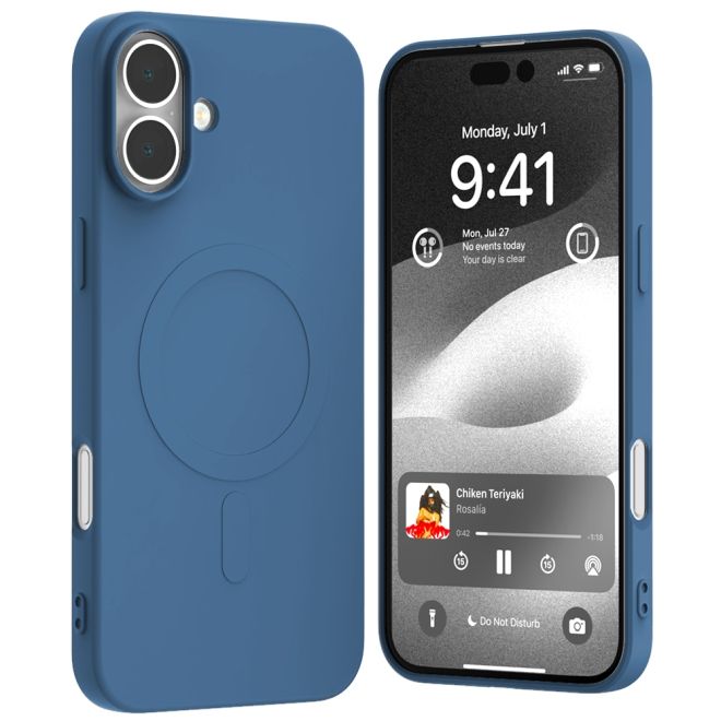 Goospery - iPhone 16 Plus Hülle - Semi Silicone MagSafe Case Series - sierra blue