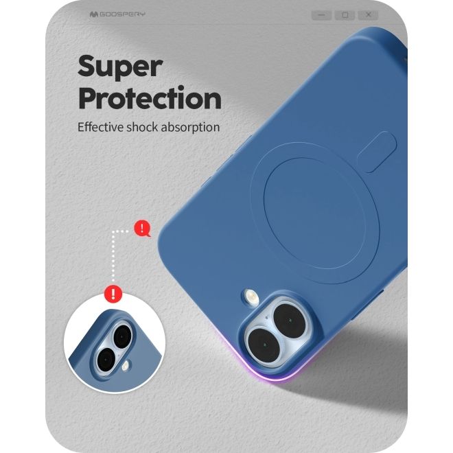 Goospery - iPhone 16 Plus Hülle - Semi Silicone MagSafe Case Series - sierra blue