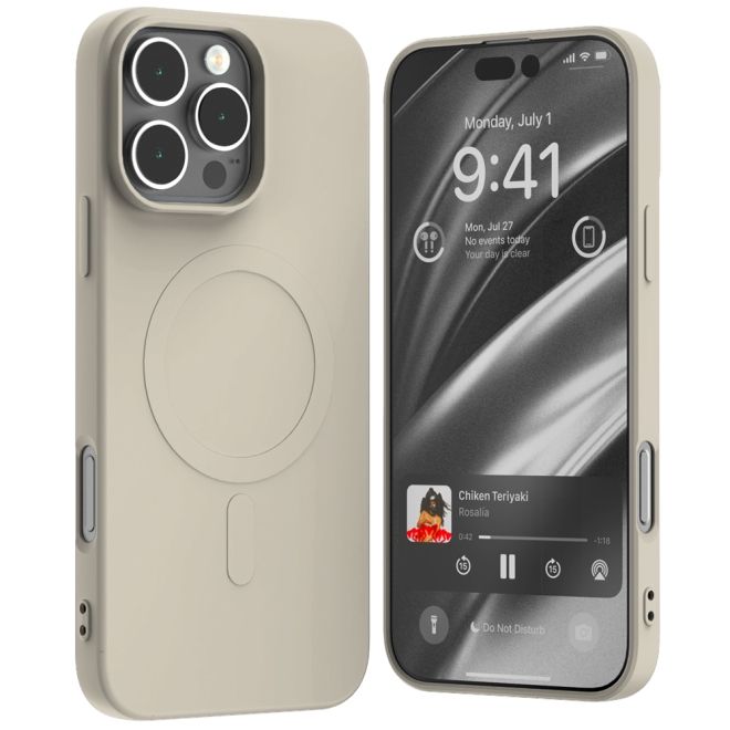 Goospery - iPhone 16 Pro Max Hülle - Semi Silicone MagSafe Case Series - stone
