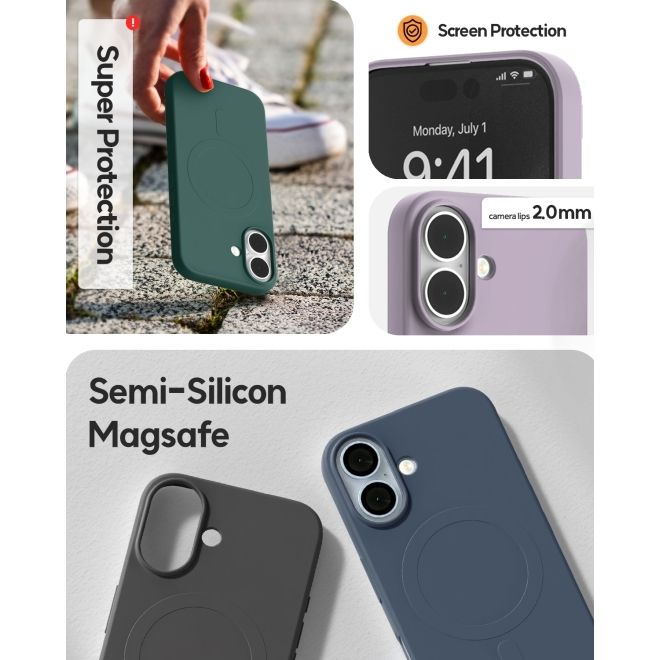 Goospery - iPhone 16 Pro Max Hülle - Semi Silicone MagSafe Case Series - grün