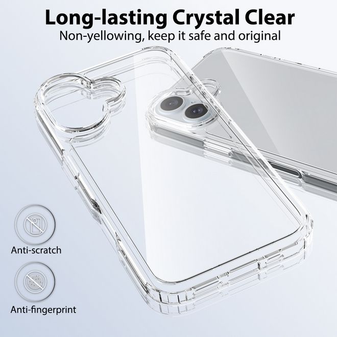 iPhone 16 Case (PC / TPU Case) - Polycarbonate Back + TPU Edges - Transparent