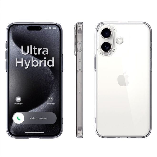 iPhone 16 Plus Case (PC / TPU Case) - Polycarbonate Back + TPU Edges - Transparent