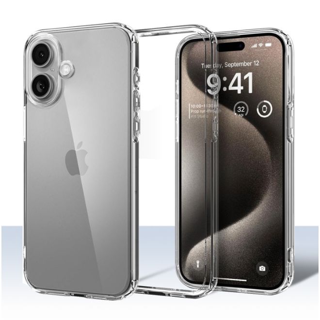 iPhone 16 Plus Case (PC / TPU Case) - Polycarbonate Back + TPU Edges - Transparent
