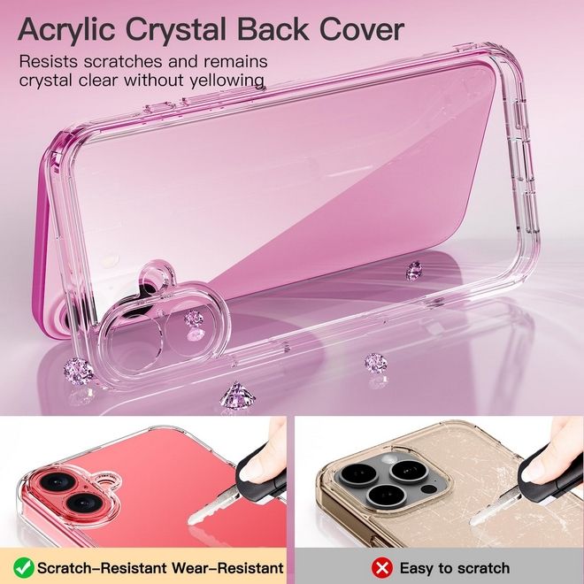iPhone 16 Plus Case (PC / TPU Case) - Polycarbonate Back + TPU Edges - Transparent