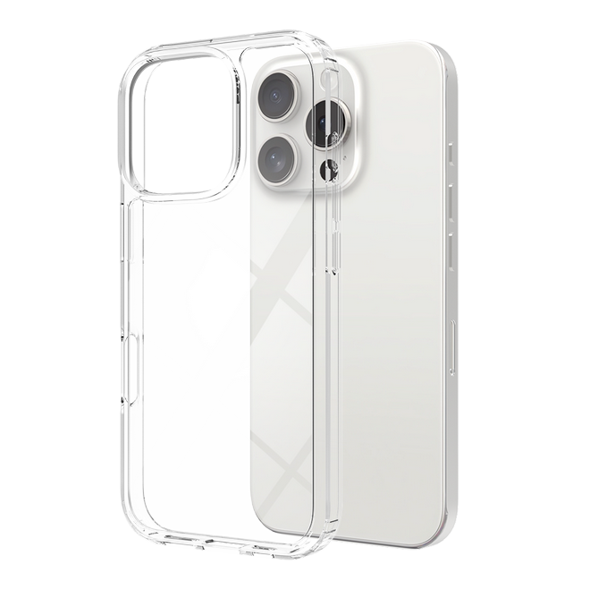 iPhone 16 Pro Hülle (PC / TPU Case) - Polycarbonat Rückseite + TPU Ränder - transparent