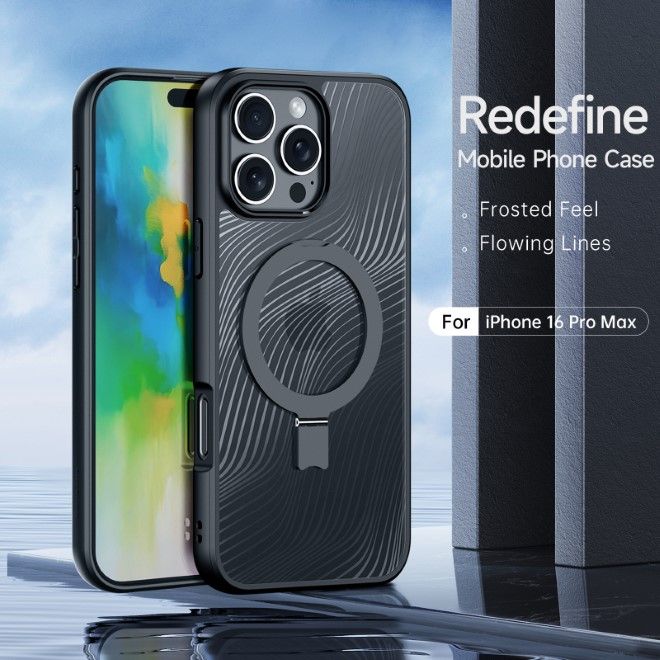 Dux Ducis - iPhone 16 Pro Max Hülle - Hardcase - MagSafe - mit Standfunktion - Aimo Mag Stand Series - schwarz