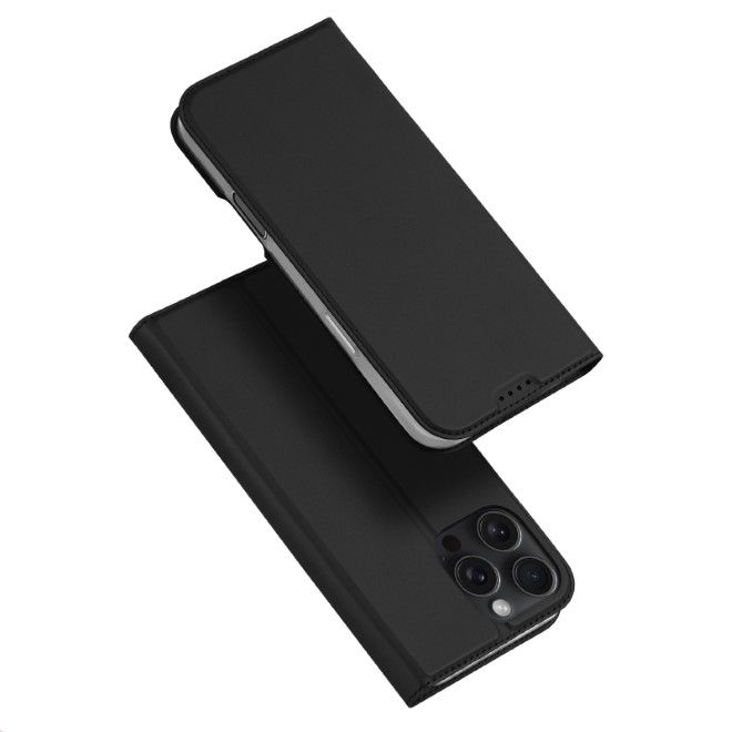 Dux Ducis - iPhone 16 Pro Max Case - Phone Book Cover - Skin Pro Series - Black