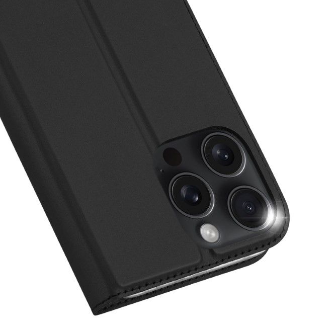 Dux Ducis - iPhone 16 Pro Max Case - Phone Book Cover - Skin Pro Series - Black
