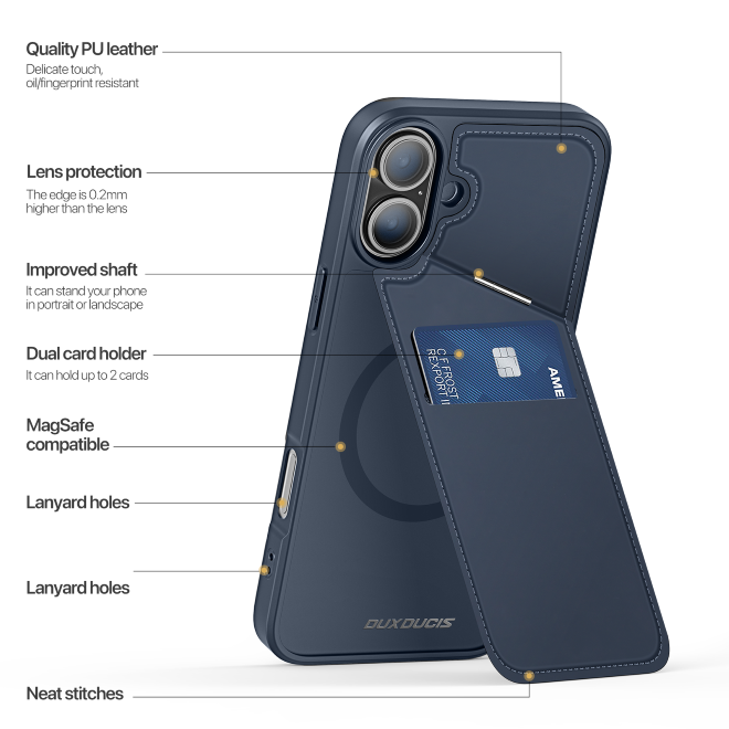 Dux Ducis - iPhone 16 Hülle - PC und TPU Hardcase - Rafi II Mag Series - blau