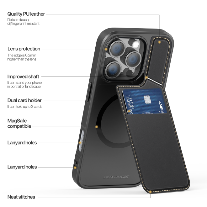 Dux Ducis - iPhone 16 Pro Hülle - PC und TPU Hardcase - Rafi II Mag Series - schwarz