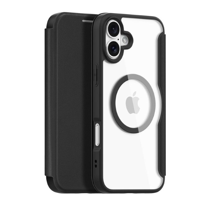 Dux Ducis - iPhone 16 Hülle - Leder Bookcover - MagSafe - Skin X Pro Series - schwarz